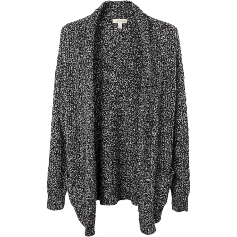 Essentials by Full Tilt Cardigan Women XL Black & White Marled Knit Pocket